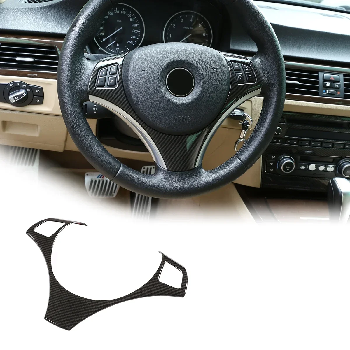 For BMW E90 3 Series E90 E92 320I 330I 325I 2005-2012 ABS Carbon Fiber Style Car Steering Wheel Decoration Trim Accessories
For BMW E90 3 Series E90 E92 320I 330I 325I 2005-2012 ABS Carbon Fiber Style Car Steering Wheel Decoration Trim Accessories