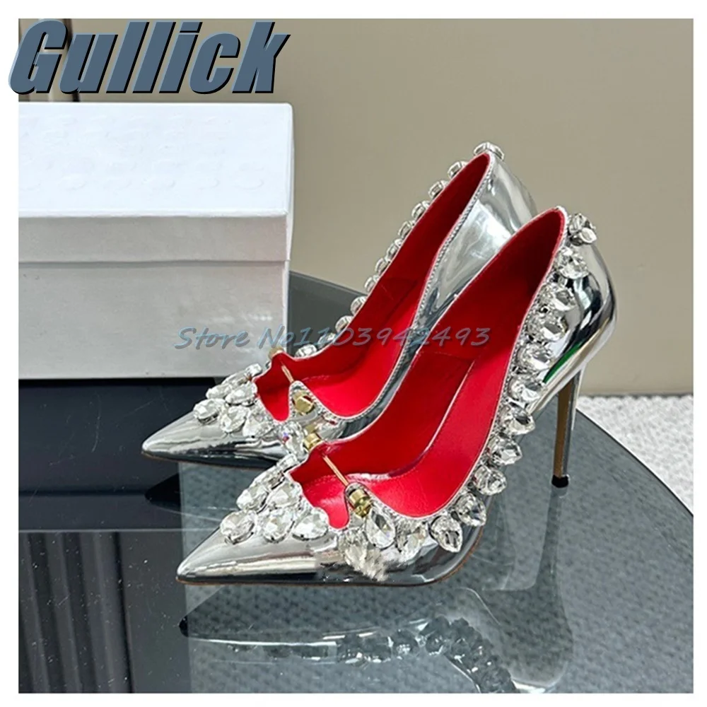 Silver Gem Heels Shallow Slip On Heeled Sandals Stiletto Pointed Toe Shoes Women Luxury Pumps Diamond Border Sandalias De Mujer
Silver Gem Heels Shallow Slip On Heeled Sandals Stiletto Pointed Toe Shoes Women Luxury Pumps Diamond Border Sandalias De Mujer