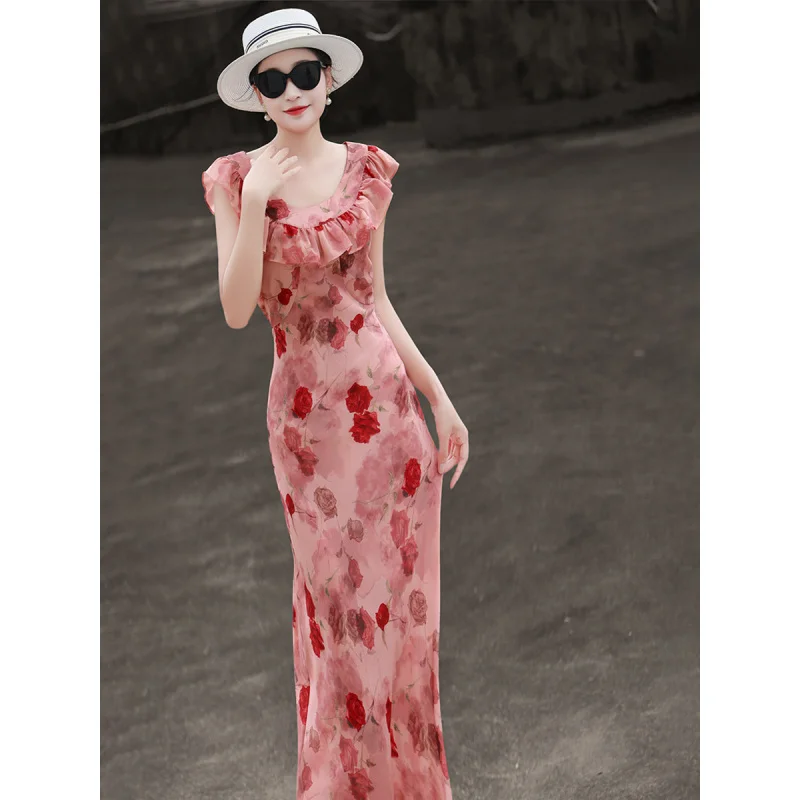 MEXCOCO 2026 Summer New French Elegant Dress Ruffle Waist Tie Rose Printed Women Midi Dress
MEXCOCO 2026 Summer New French Elegant Dress Ruffle Waist Tie Rose Printed Women Midi Dress