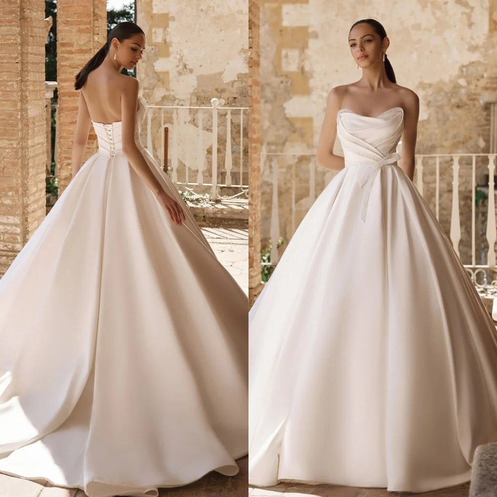 Customized Temperament Satin Wedding Dresses Luxury Sweetheart Wedding Party Dresses Lace Up Back Elegant Party Dresses Woman
Customized Temperament Satin Wedding Dresses Luxury Sweetheart Wedding Party Dresses Lace Up Back Elegant Party Dresses Woman