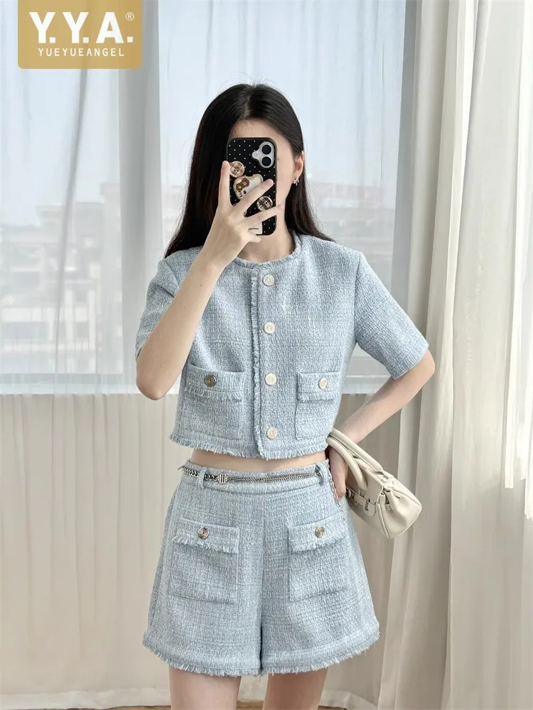 Chic Female Spring Autumn Sets French Style Tweed Jacket Sets Chain Tassels O Neck Two Piece Suit Elegant Short Sleeve Outfits
Chic Female Spring Autumn Sets French Style Tweed Jacket Sets Chain Tassels O Neck Two Piece Suit Elegant Short Sleeve Outfits