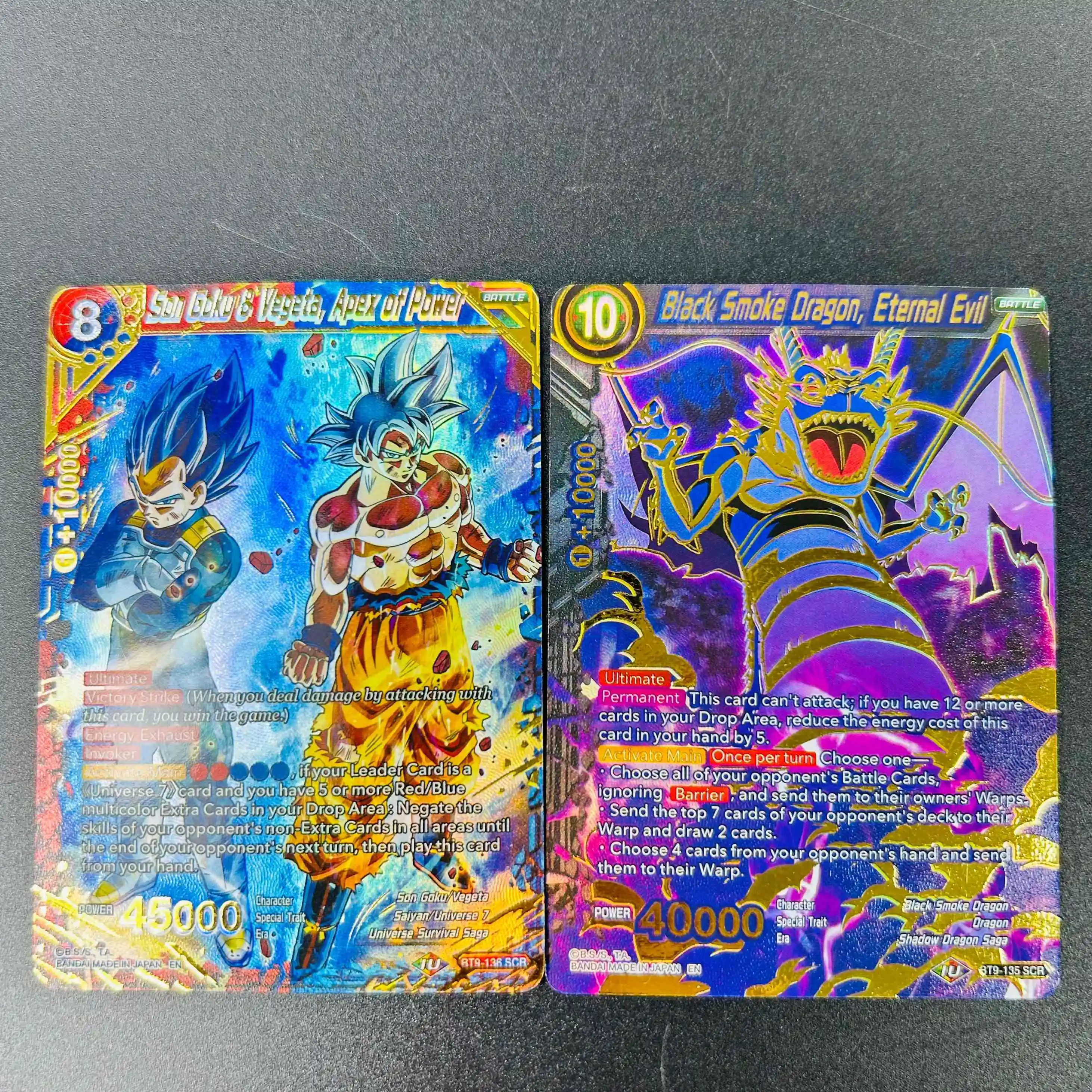Dragon Ball Super 2PCS Goku Vegeta Black Smoke Dragon SCR DIY Textured Mint Anime Collectible Cards
Dragon Ball Super 2PCS Goku Vegeta Black Smoke Dragon SCR DIY Textured Mint Anime Collectible Cards