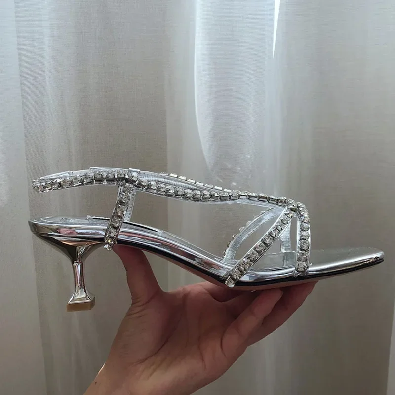 Silvery Square Toe Rainstone Women Sandals Bright Bling Elegant Luxury Brand Female High Heels Narrow Band Party Lady Shoes 2024
Silvery Square Toe Rainstone Women Sandals Bright Bling Elegant Luxury Brand Female High Heels Narrow Band Party Lady Shoes 2024