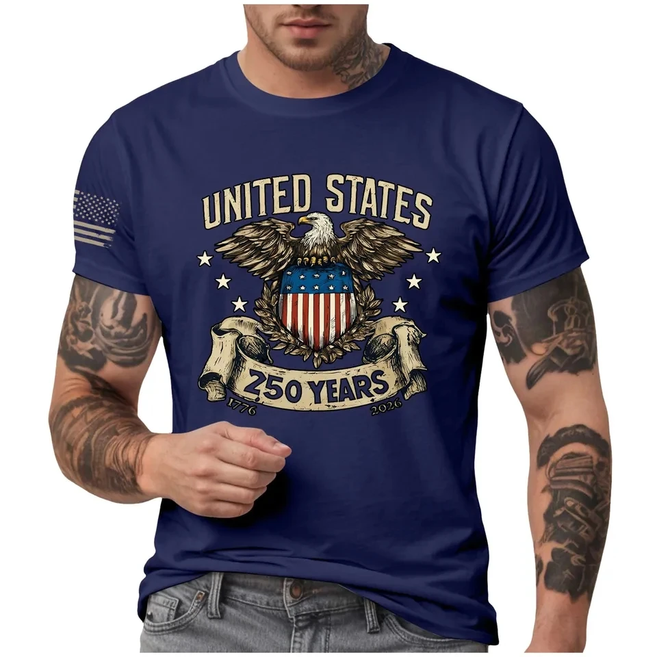 USA 250th Anniversary Eagle Print Men's T-Shirts Independence Day Commemorative Design Tees Patriotic Crew Neck Short Sleeve Top
USA 250th Anniversary Eagle Print Men's T-Shirts Independence Day Commemorative Design Tees Patriotic Crew Neck Short Sleeve Top