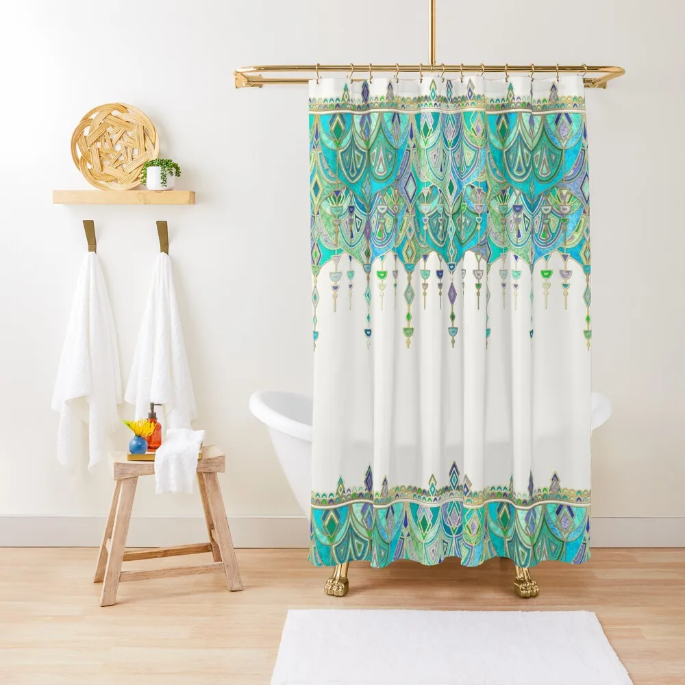 Art Deco Double Drop in Jade and Aquamarine on Cream Shower Curtain Shower Bath Bathroom Fabric Curtain
Art Deco Double Drop in Jade and Aquamarine on Cream Shower Curtain Shower Bath Bathroom Fabric Curtain
