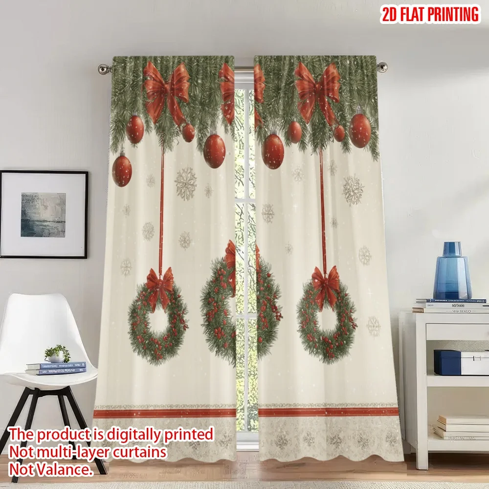 2pcs 2D flat printing Merry Christmas Trendy Curtains Christmas Wreaths Red Bows_a Digital Printed Polyester Drapes Family Party
2pcs 2D flat printing Merry Christmas Trendy Curtains Christmas Wreaths Red Bows_a Digital Printed Polyester Drapes Family Party