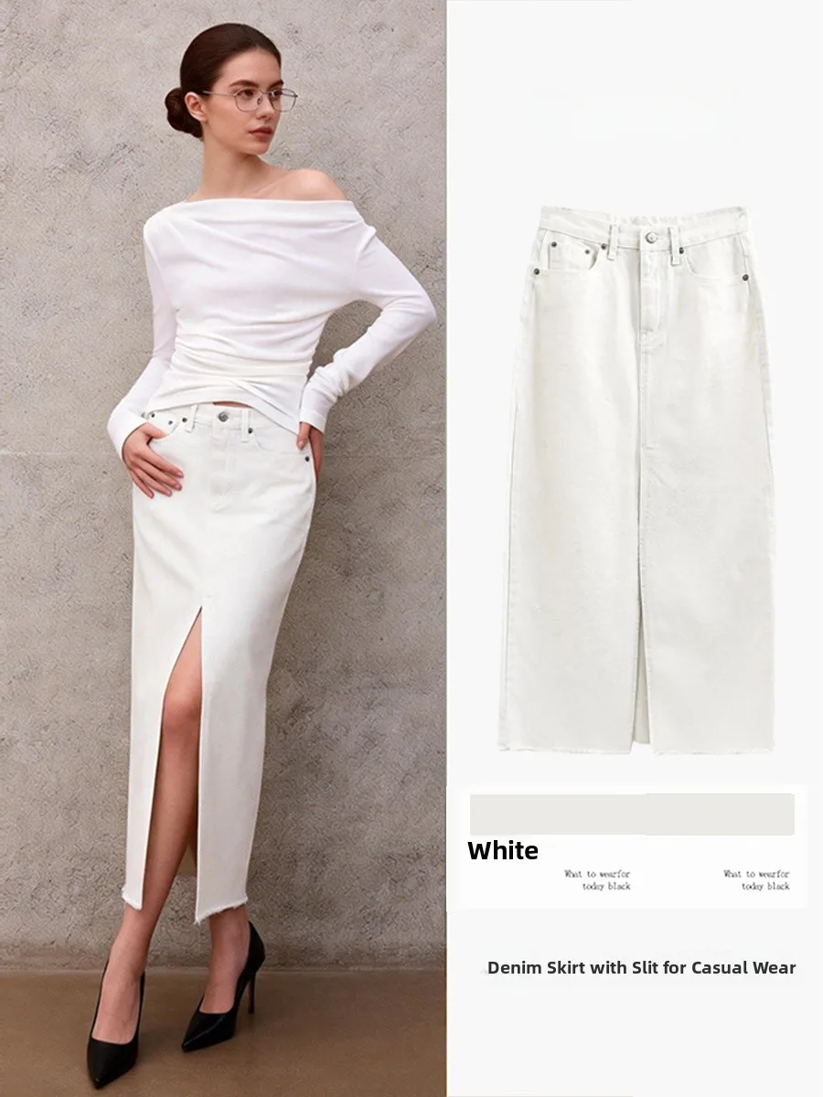 High Waist Straight Leg Mid-Length Denim Skirt for Women Commute Slimming White Half-length Spring Summer New Style
High Waist Straight Leg Mid-Length Denim Skirt for Women Commute Slimming White Half-length Spring Summer New Style