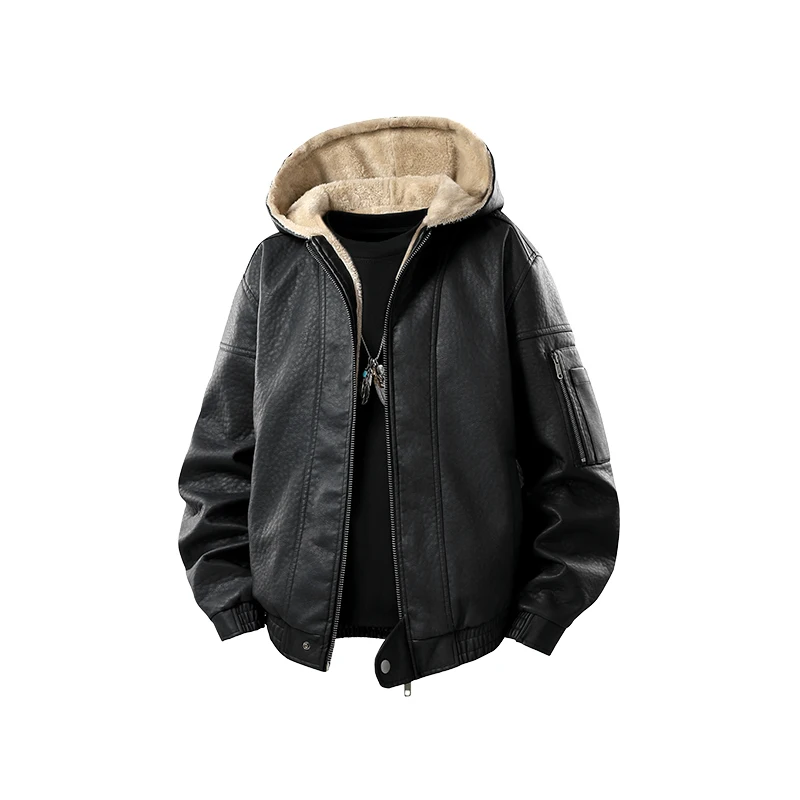 Casual Hooded Leather Jacket Warm Winter Mens Brand Quality PU Faux Leather Locomotive Jacket Thicken Fleece Motorcycle Coat
Casual Hooded Leather Jacket Warm Winter Mens Brand Quality PU Faux Leather Locomotive Jacket Thicken Fleece Motorcycle Coat