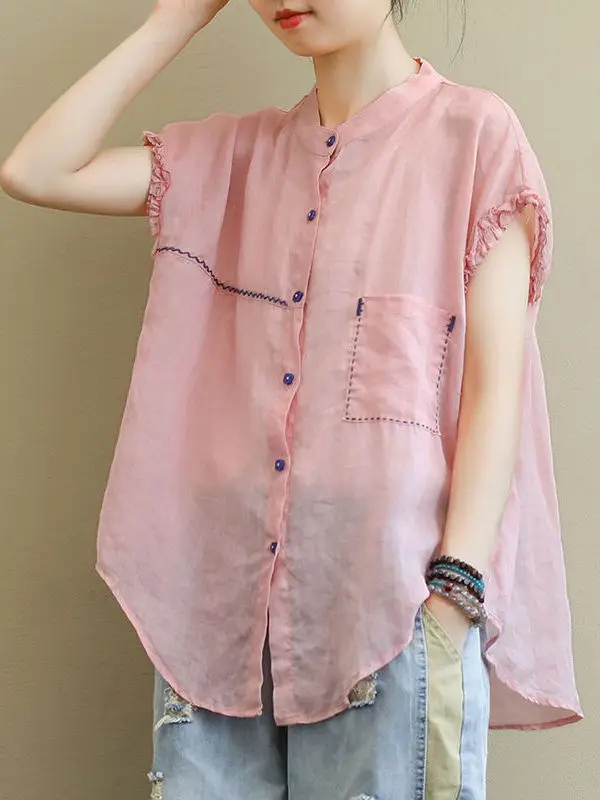 Loose Cotton Linen ort Sve irt Stand Collar Casual Top for Women Summer New Sle Pure Color Versatile Comfortable Blouse
Loose Cotton Linen ort Sve irt Stand Collar Casual Top for Women Summer New Sle Pure Color Versatile Comfortable Blouse