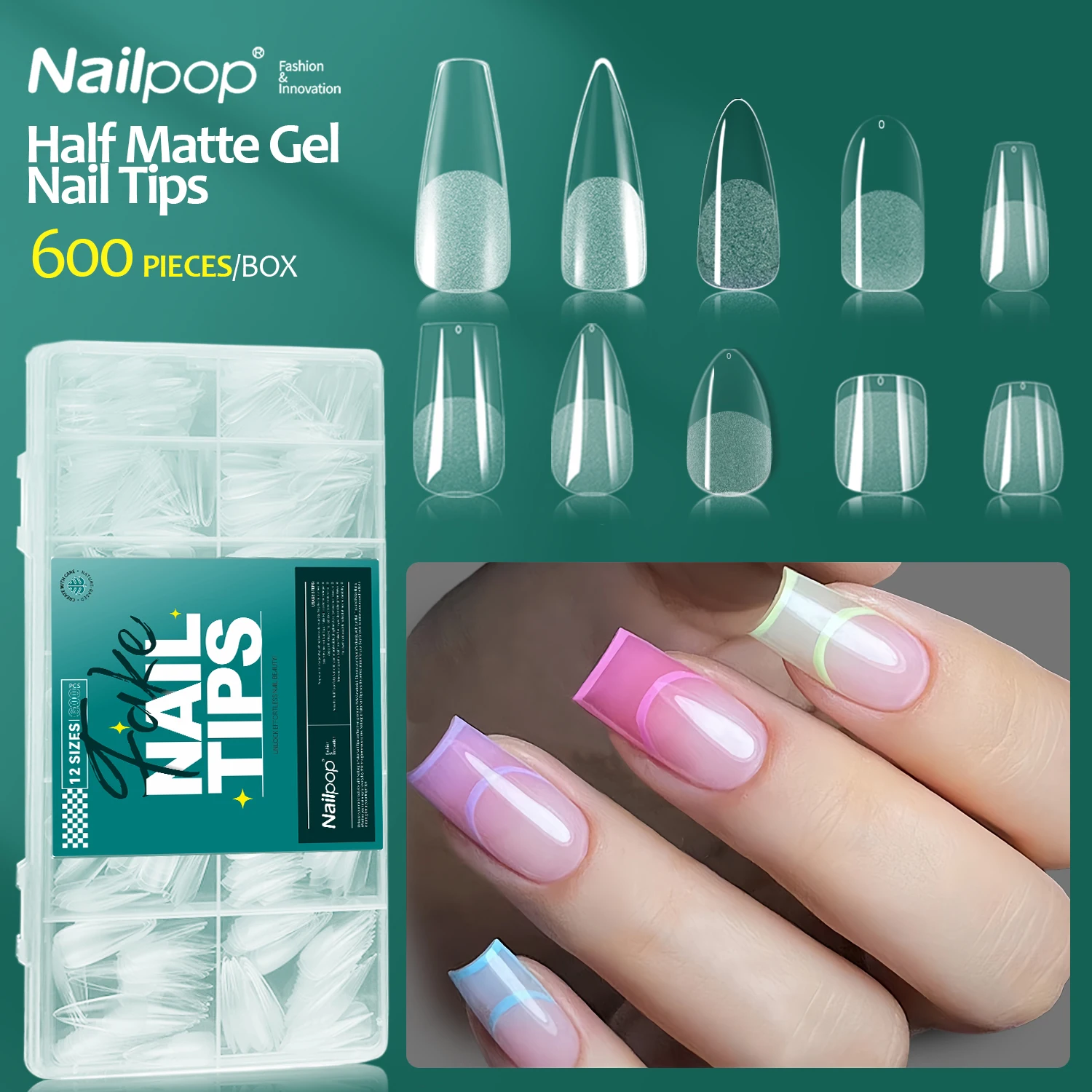 NAILPOP Nail Tips Half Matte Gel X Soft Gel Professional Full Cover Extension System Coffin Almond Oval Quick Prep Salon 600pcs
NAILPOP Nail Tips Half Matte Gel X Soft Gel Professional Full Cover Extension System Coffin Almond Oval Quick Prep Salon 600pcs