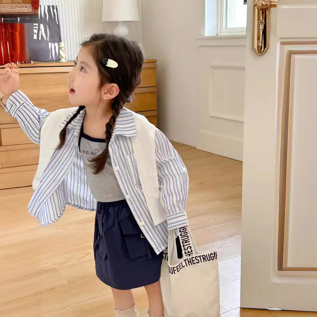 2024 Spring/Summer New Classic Striped Shirt Small Medium Sized Children, Sling Half Skirt Three Piece Set For Girls, And
2024 Spring/Summer New Classic Striped Shirt Small Medium Sized Children, Sling Half Skirt Three Piece Set For Girls, And