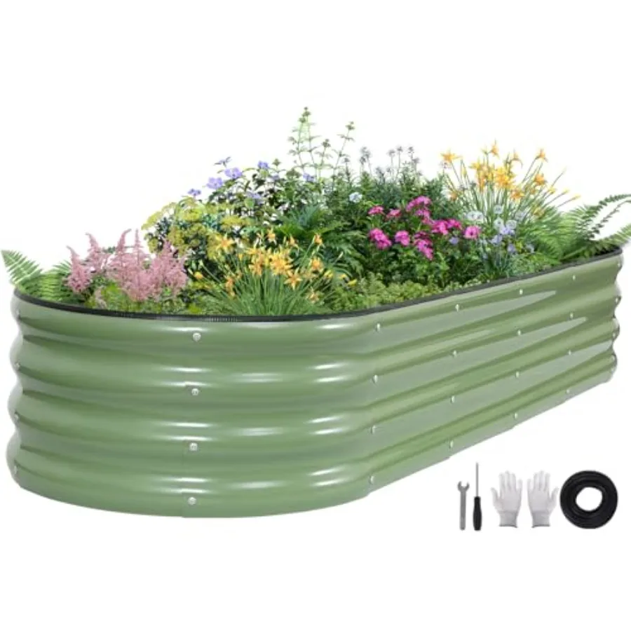 Galvanized Raised Garden Bed 6×2×1ft Planter for Gardening Oval Metal Garden Planter Box with Safety Edging and Gloves for Vege
Galvanized Raised Garden Bed 6×2×1ft Planter for Gardening Oval Metal Garden Planter Box with Safety Edging and Gloves for Vege