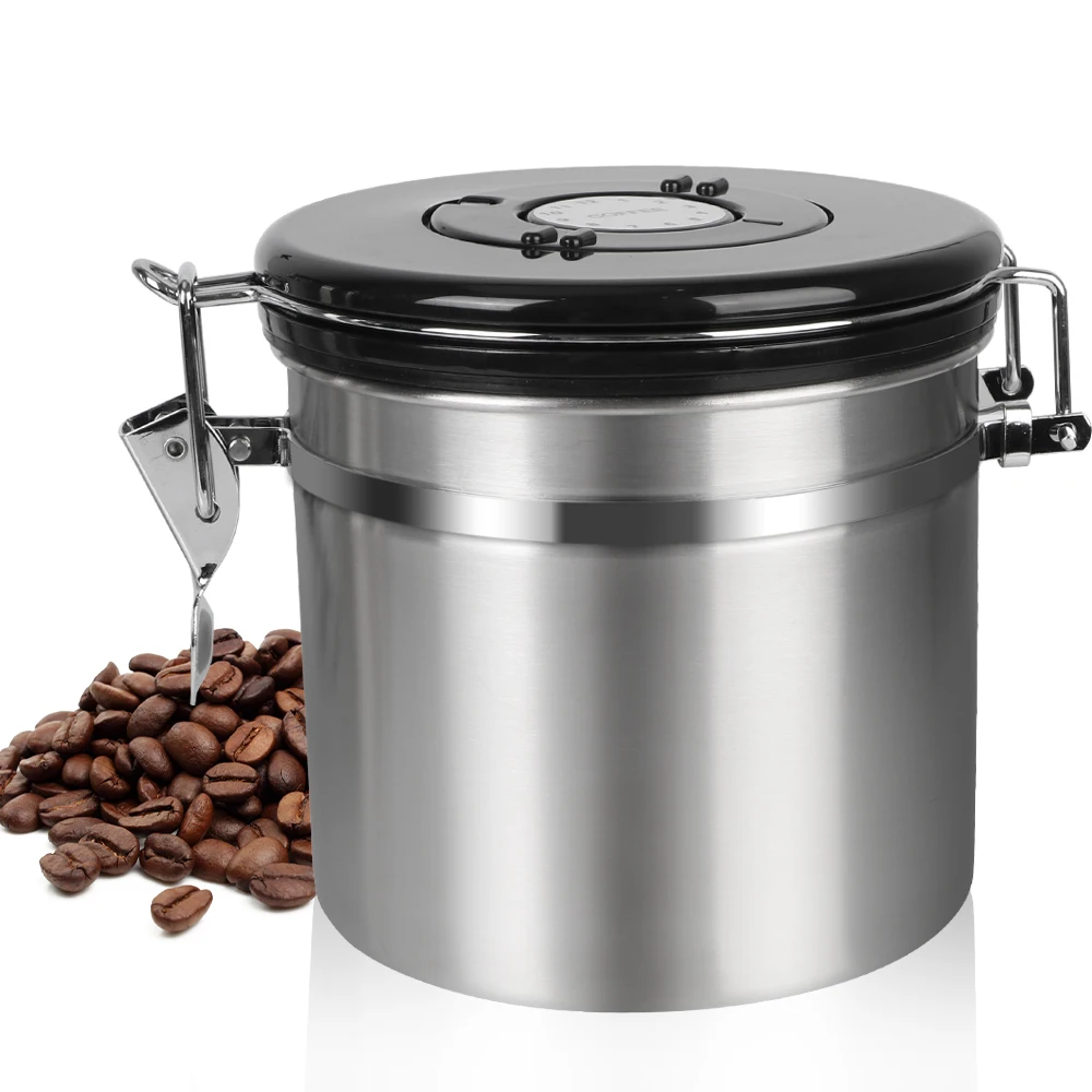 Airtight Lid Preserves Freshness Coffee Container with co2 Valve Premium For Coffee Beans Stainless Steel Storage Canister
Airtight Lid Preserves Freshness Coffee Container with co2 Valve Premium For Coffee Beans Stainless Steel Storage Canister