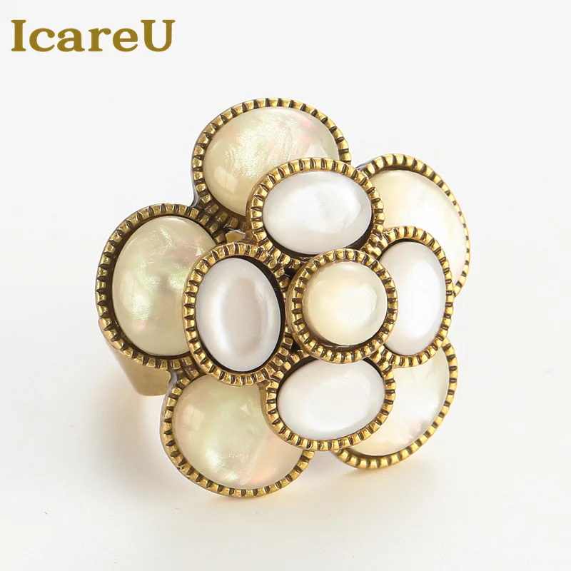 IcareU Vintage Moonstone Ring Natural For Woman Shell Flower Antique Gold Color Luxury Quality Brands Designers Summer Jewelry
IcareU Vintage Moonstone Ring Natural For Woman Shell Flower Antique Gold Color Luxury Quality Brands Designers Summer Jewelry