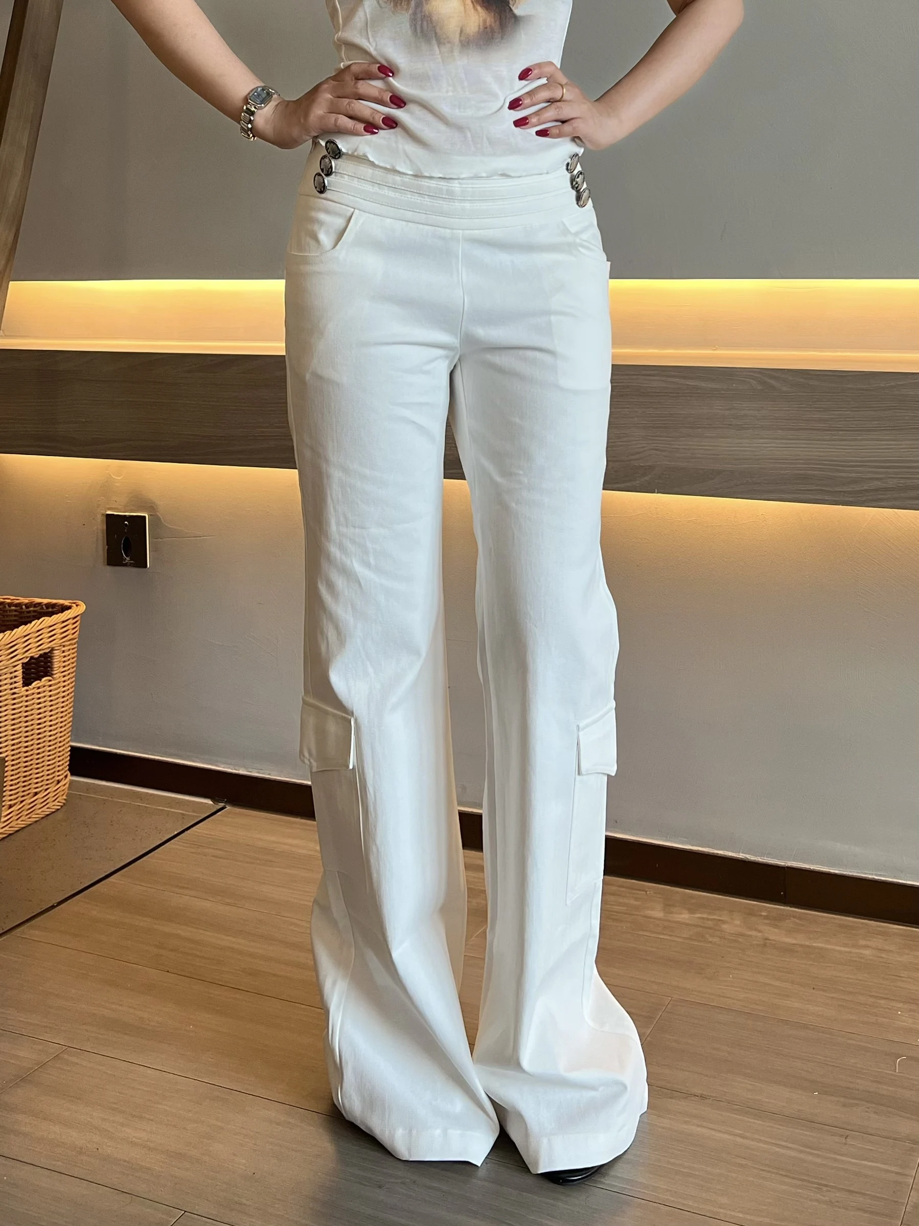 Low Waist Flared Work Pants Women's Slim Fit White Casual Long Trousers Fashionable Cotton Blend Comfortable Breathable
Low Waist Flared Work Pants Women's Slim Fit White Casual Long Trousers Fashionable Cotton Blend Comfortable Breathable