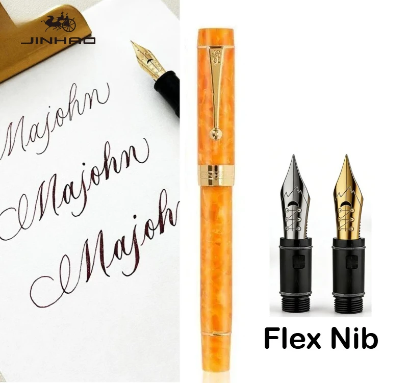 JINHAO 100 Centennial Resin Fountain Pen With Majohn Flex Nib 18KGP Golden Clip Business Office Pen Stationery School Supplies
JINHAO 100 Centennial Resin Fountain Pen With Majohn Flex Nib 18KGP Golden Clip Business Office Pen Stationery School Supplies
