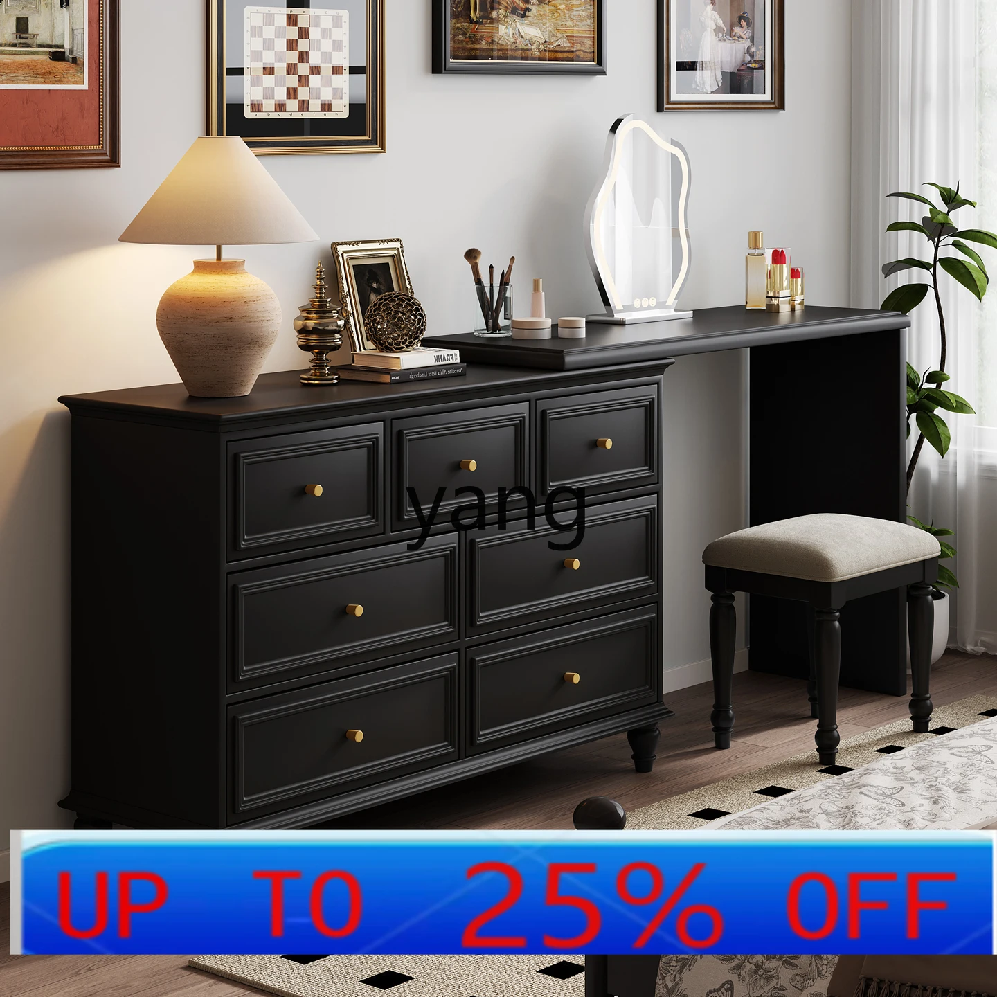 LMM French retro dresser chest integrated master bedroom solid wood American bedside makeup table
LMM French retro dresser chest integrated master bedroom solid wood American bedside makeup table