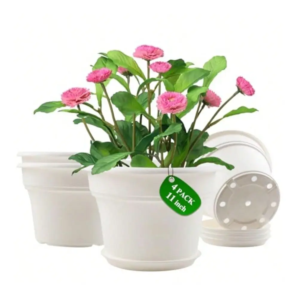 Inch PlasticFlowerPotForIndoorPlants 4 Pack Large Outdoor Planter Pot With Drainage Holes And Saucers Resin Decorative Garden P
Inch PlasticFlowerPotForIndoorPlants 4 Pack Large Outdoor Planter Pot With Drainage Holes And Saucers Resin Decorative Garden P