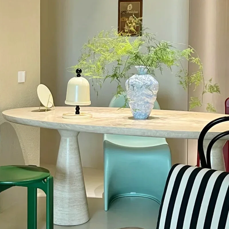 *Natural travertine oval dining table wabi-sabi simple modern Italian dining table
*Natural travertine oval dining table wabi-sabi simple modern Italian dining table