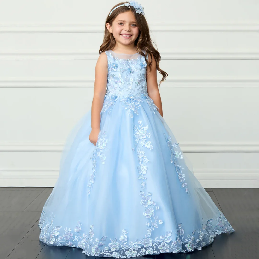 Customized Sky Blue Flower Girl Dress Floral Appliques Pattern Sleeveless For Wedding Birthday Party Banquet Pageant Prom Gown
Customized Sky Blue Flower Girl Dress Floral Appliques Pattern Sleeveless For Wedding Birthday Party Banquet Pageant Prom Gown