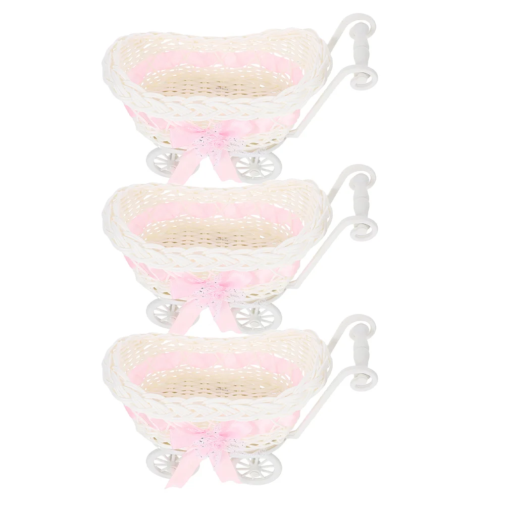 3 Pcs Storage Baskets Cart Wedding Candy Baby Shower Cute Decorations Stroller Small Chocolate Pink Cutie Favors
3 Pcs Storage Baskets Cart Wedding Candy Baby Shower Cute Decorations Stroller Small Chocolate Pink Cutie Favors