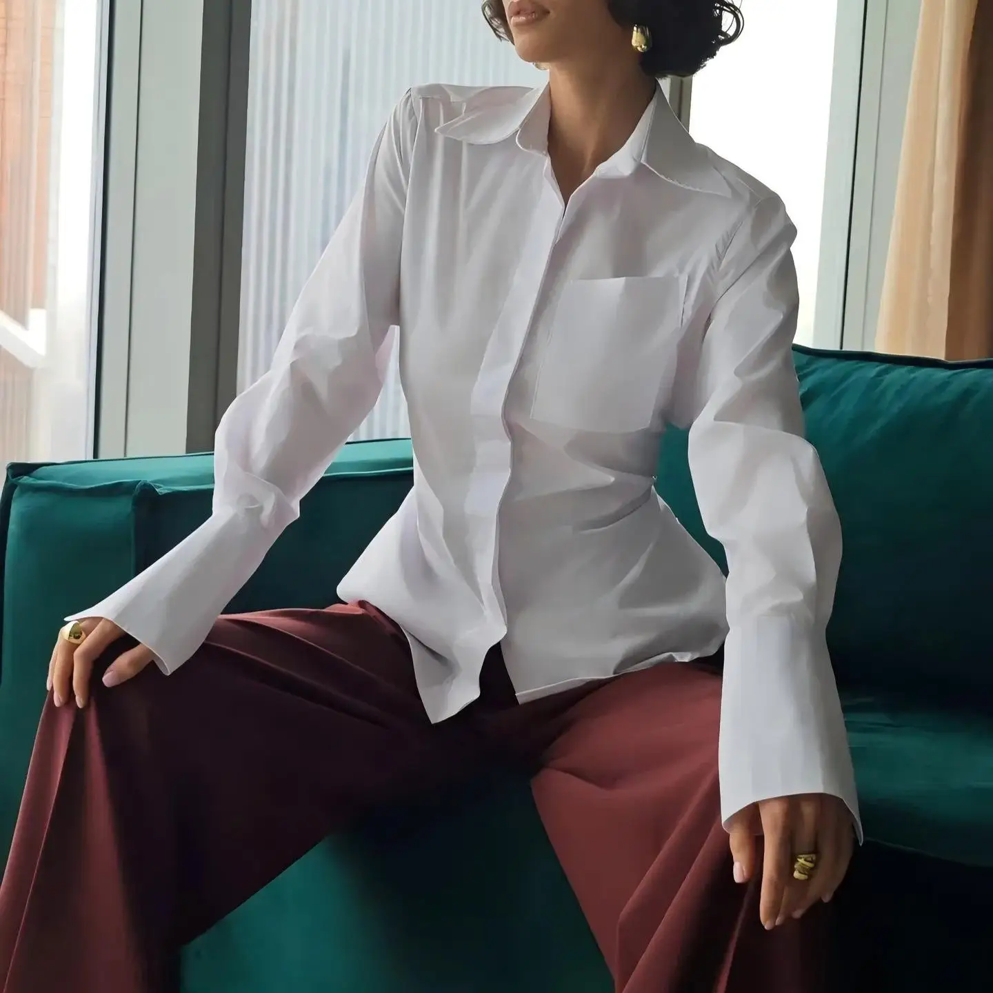 Women's Collar irt Set Top Polyester Long Sve Regular Fit Waist-Cinching Pure Color Non-Sinking Winter Collection
Women's Collar irt Set Top Polyester Long Sve Regular Fit Waist-Cinching Pure Color Non-Sinking Winter Collection