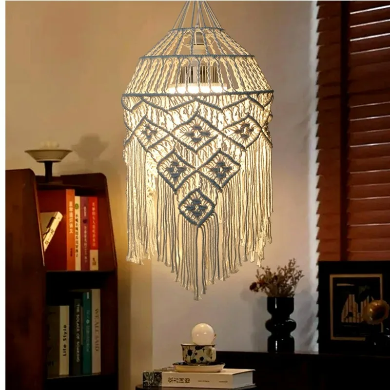 Macrame Lamp Shade, Boho Cotton Rope Light Cover with Tassels, Handwoven Hanging Pendant Light Shade for Bedroom, Home Decor
Macrame Lamp Shade, Boho Cotton Rope Light Cover with Tassels, Handwoven Hanging Pendant Light Shade for Bedroom, Home Decor