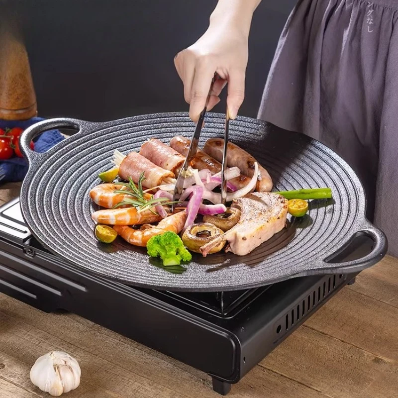 LMM household cast iron baking pan outdoor non-stick cassette oven fried meat pan teppanyaki
LMM household cast iron baking pan outdoor non-stick cassette oven fried meat pan teppanyaki