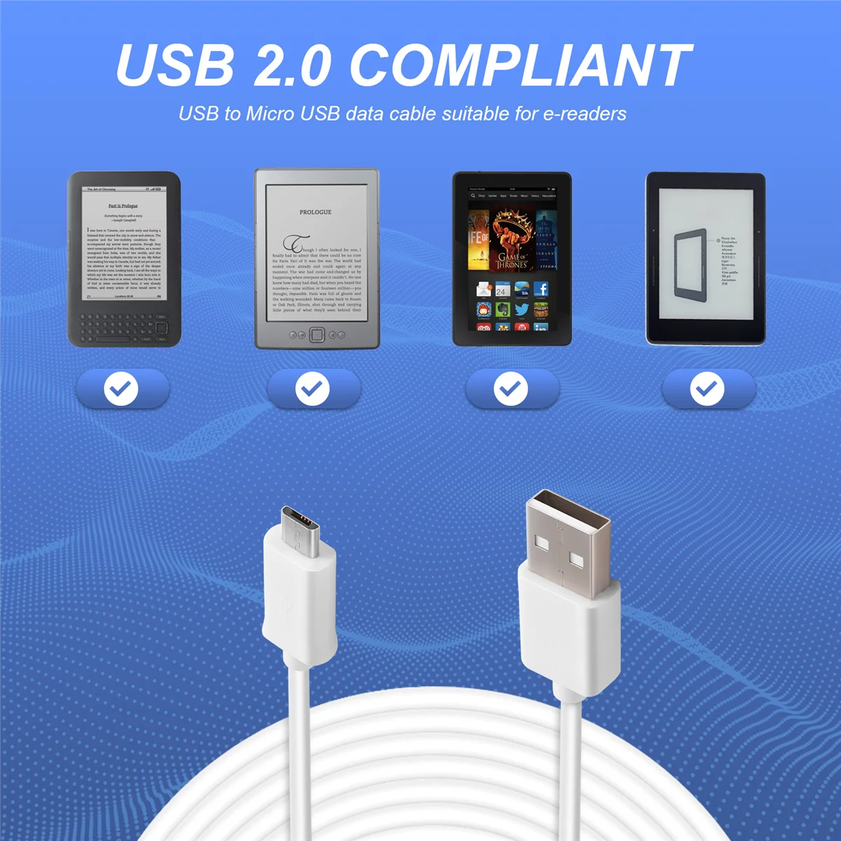 Better Quality Replacement USB Cable for Kindle, Kindle Touch, Kindle Fire, Kindle Keyboard, Kindle DX White
Better Quality Replacement USB Cable for Kindle, Kindle Touch, Kindle Fire, Kindle Keyboard, Kindle DX White