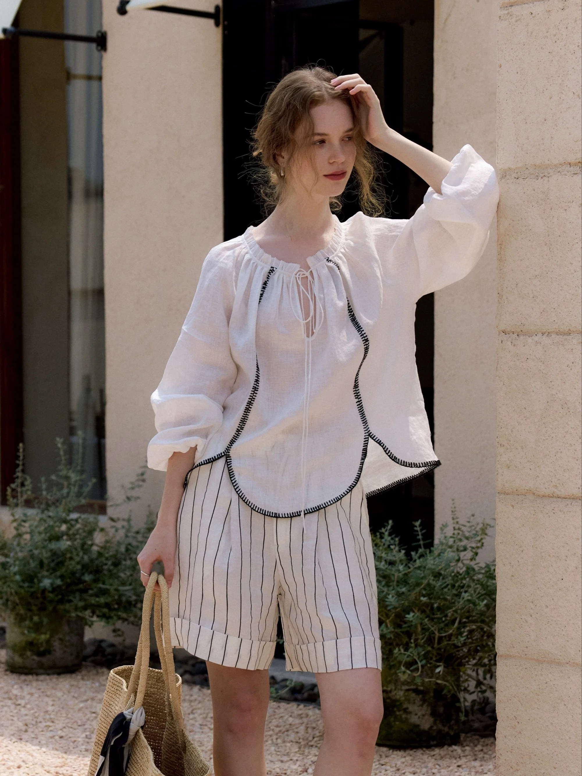 New Summer 2025 White Ann Ink Dot Tassel Color Block Double Lock Linen Shirt Women's Premium Fashion Long Sleeve Blouse
New Summer 2025 White Ann Ink Dot Tassel Color Block Double Lock Linen Shirt Women's Premium Fashion Long Sleeve Blouse