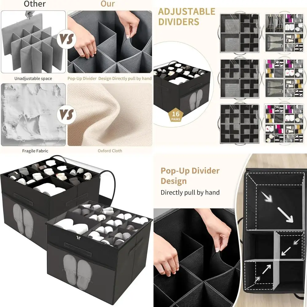 Тканевый органайзер для обуви из 2 предметов с прозрачным верхом и регулируемыми полками, вмещает 16–32 пары, компактное хранилище с сетчатыми карманами, черный
Тканевый органайзер для обуви из 2 предметов с прозрачным верхом и регулируемыми полками, вмещает 16–32 пары, компактное хранилище с сетчатыми карманами, черный