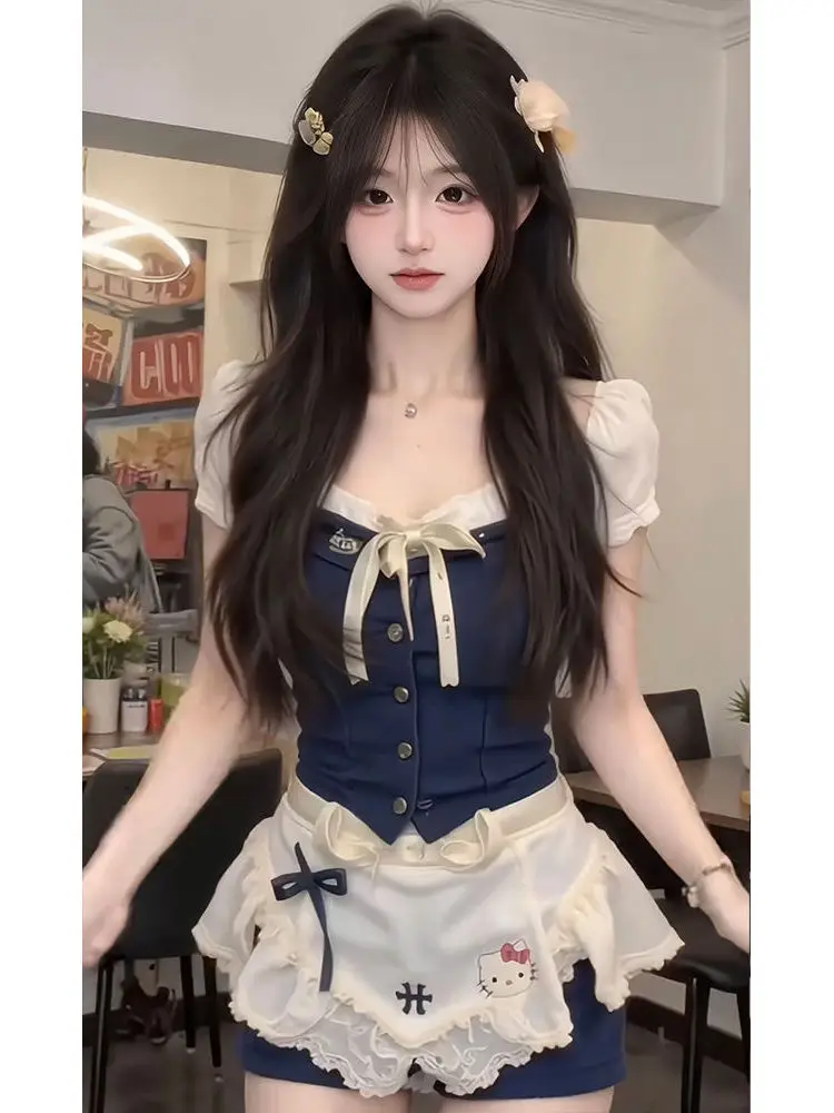 Симпатичный плед ort Sve irt с галстуком-бабочкой и принтом. Фартук ort Pants Комплект из двух предметов для колледжа Sle Faionable Wome... 
Симпатичный плед ort Sve irt с галстуком-бабочкой и принтом. Фартук ort Pants Комплект из двух предметов для колледжа Sle Faionable Wome...