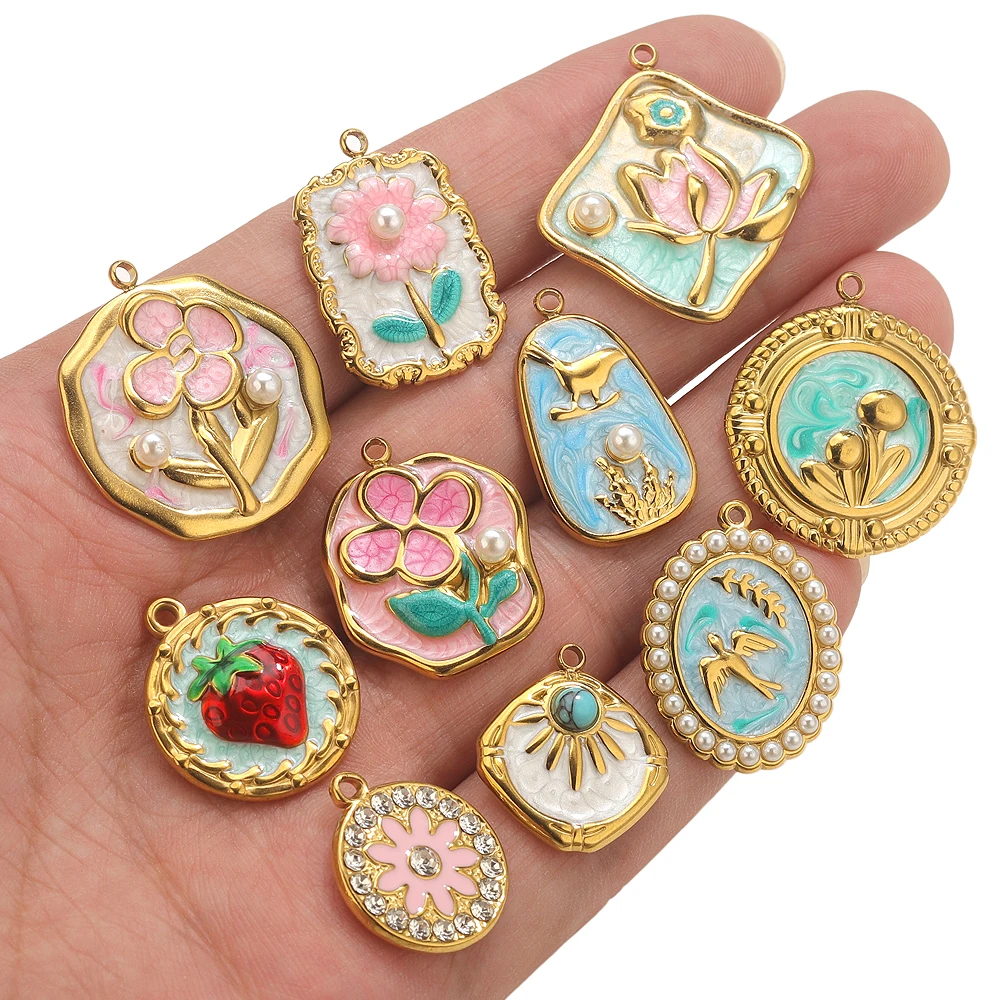 5pcs Stainless Steel Enamel Flower Charms For Jewelry Making DIY Earrings Nacklace Connectors Designer Jewelry Pendants Crafts
5pcs Stainless Steel Enamel Flower Charms For Jewelry Making DIY Earrings Nacklace Connectors Designer Jewelry Pendants Crafts
