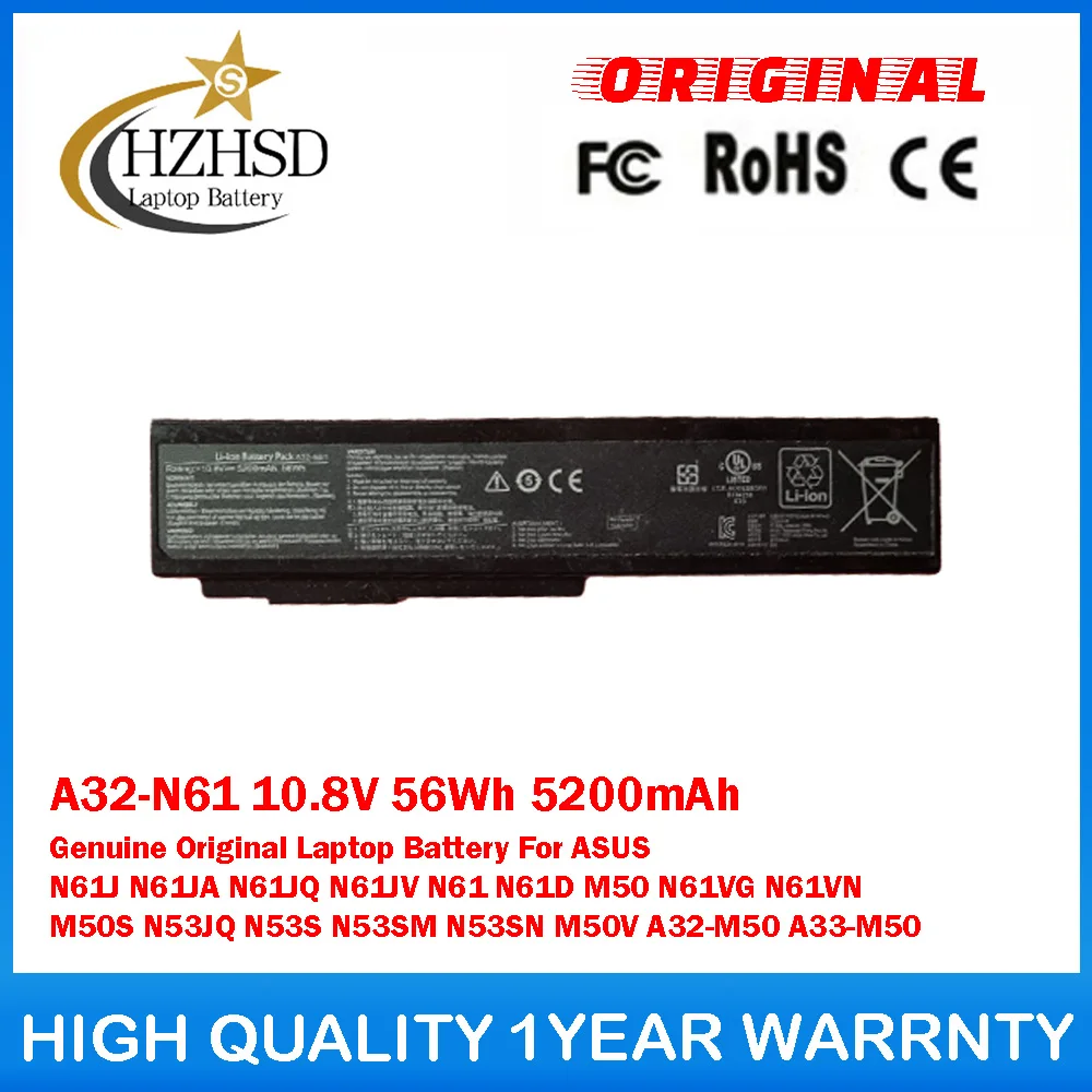 A32-N61 10.8V 56Wh 5200mAh Genuine Original Laptop Battery For ASUS N61J N61JA N61JQ N61JV N61 N61D N61VG N61VN M50S N53SN N53SM
A32-N61 10.8V 56Wh 5200mAh Genuine Original Laptop Battery For ASUS N61J N61JA N61JQ N61JV N61 N61D N61VG N61VN M50S N53SN N53SM