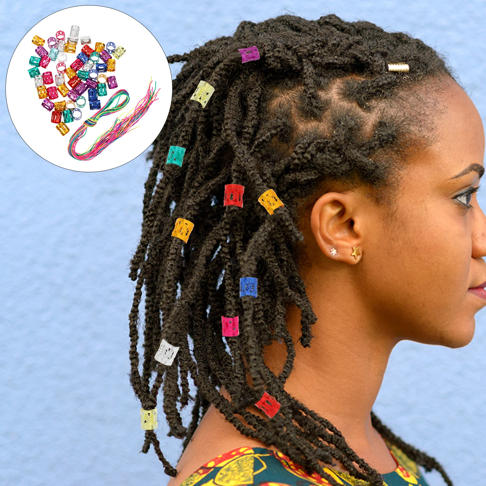 120pcs Hair Braid Extensions Colorful Metal Cuffs Rope Dreadlocks Braiding Rings Beads Jewelry Anti Rust Fade Resistant
120pcs Hair Braid Extensions Colorful Metal Cuffs Rope Dreadlocks Braiding Rings Beads Jewelry Anti Rust Fade Resistant