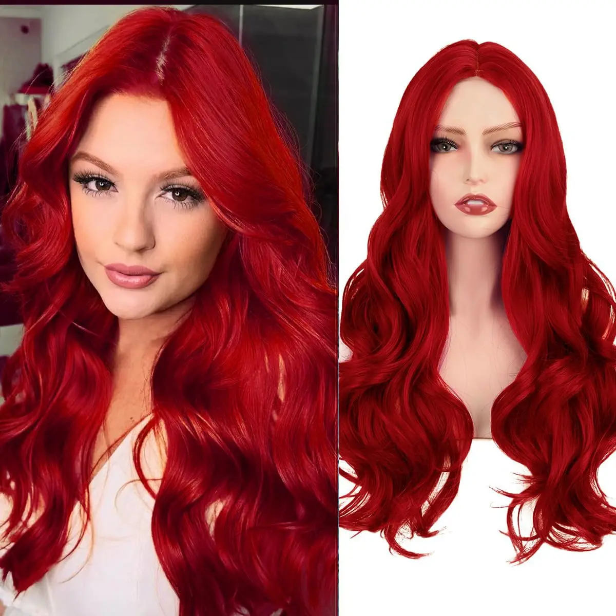 Red Wig Women Long Wavy Wigs Middle Part Curly Wavy Wig Natural Looking Synthetic Heat Resistant Fiber Wig for Daily Party Use
Red Wig Women Long Wavy Wigs Middle Part Curly Wavy Wig Natural Looking Synthetic Heat Resistant Fiber Wig for Daily Party Use