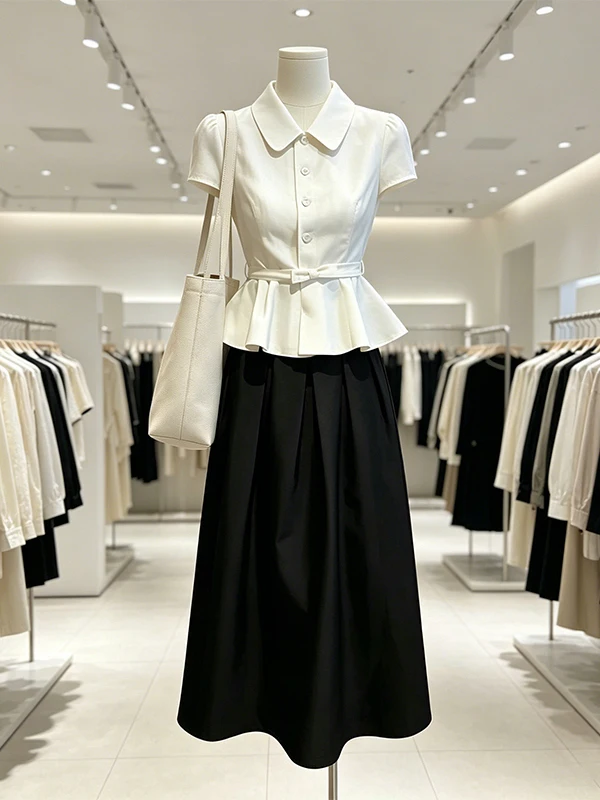 Summer New plus Size Women's Fashion Set High Waist A-Line Skirt Belted Top Two-Piece Ensemble Korean Style Commute Wear
Summer New plus Size Women's Fashion Set High Waist A-Line Skirt Belted Top Two-Piece Ensemble Korean Style Commute Wear