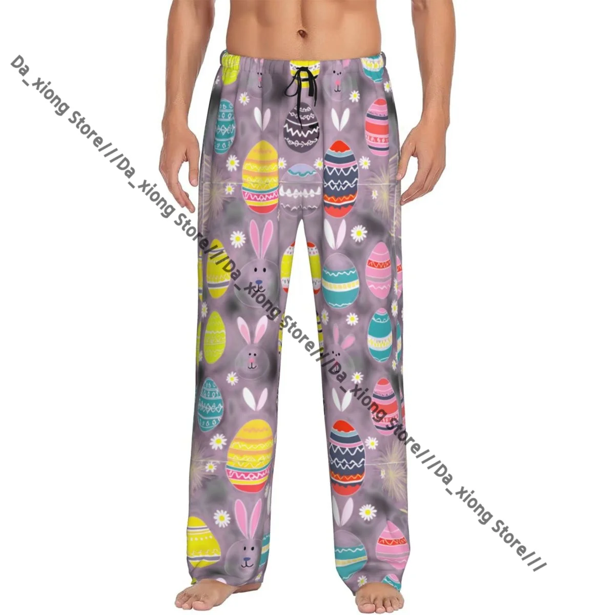 Мужские повседневные пижамные брюки свободного кроя с эластичным поясом, с ярким принтом пасхальных кроликов, яиц и цветов, уютная домашняя одежда для сна и отдыха
Мужские повседневные пижамные брюки свободного кроя с эластичным поясом, с ярким принтом пасхальных кроликов, яиц и цветов, уютная домашняя одежда для сна и отдыха