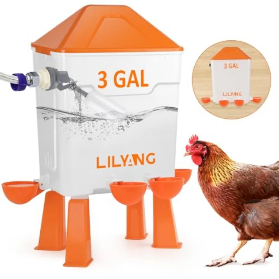Automatic Chicken Waterer 3 Gallon Float-Control Auto Waterer Hanging/Standing Design Connect to 3/4'' Faucet and Hose Effortle
Automatic Chicken Waterer 3 Gallon Float-Control Auto Waterer Hanging/Standing Design Connect to 3/4'' Faucet and Hose Effortle