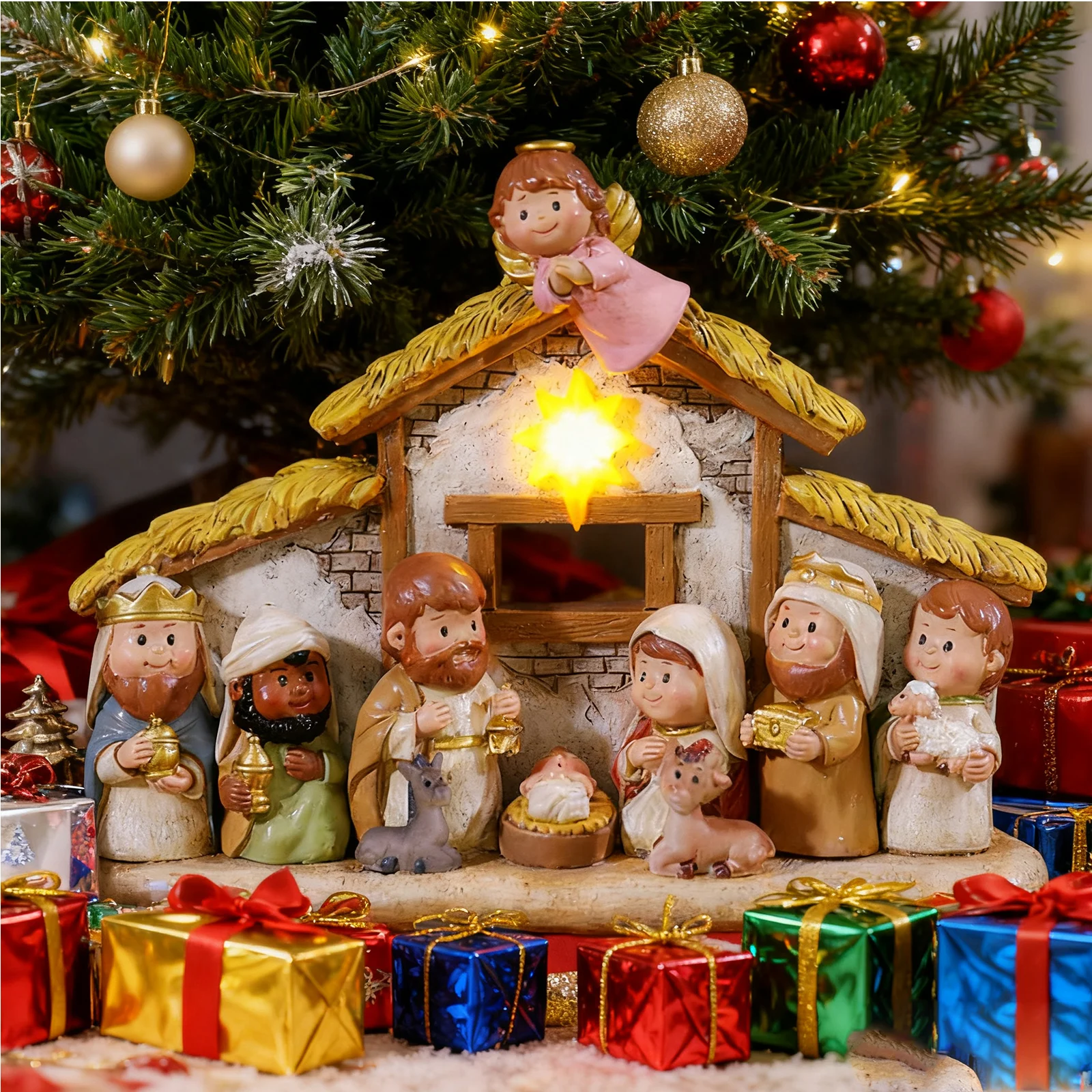 Религиозные рождественские фигурки, ясли, фестивальные украшения, рождественские фигурки из смолы с подсветкой, пасхальный домашний декор
Религиозные рождественские фигурки, ясли, фестивальные украшения, рождественские фигурки из смолы с подсветкой, пасхальный домашний декор