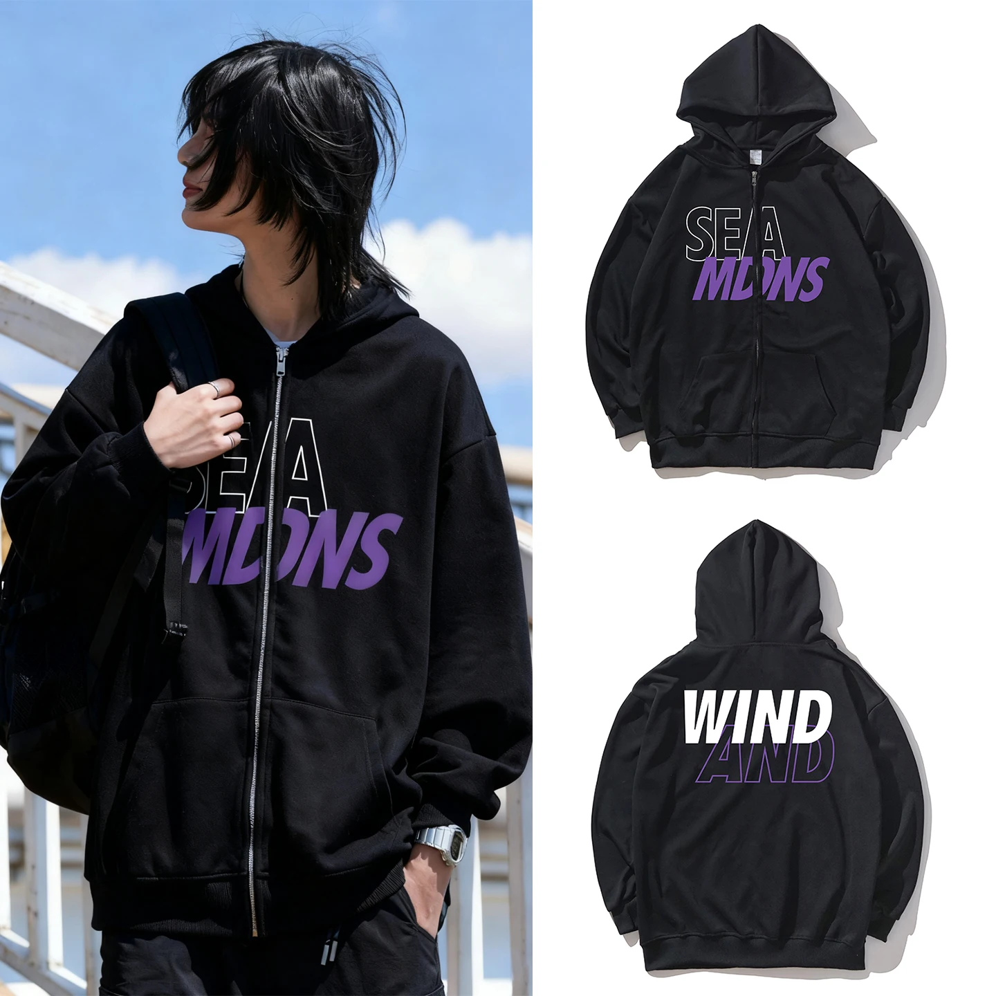 Японская уличная одежда: мужская толстовка на молнии в стиле SEA, свободный крой, с длинными рукавами, повседневная толстовка для пар
Японская уличная одежда: мужская толстовка на молнии в стиле SEA, свободный крой, с длинными рукавами, повседневная толстовка для пар