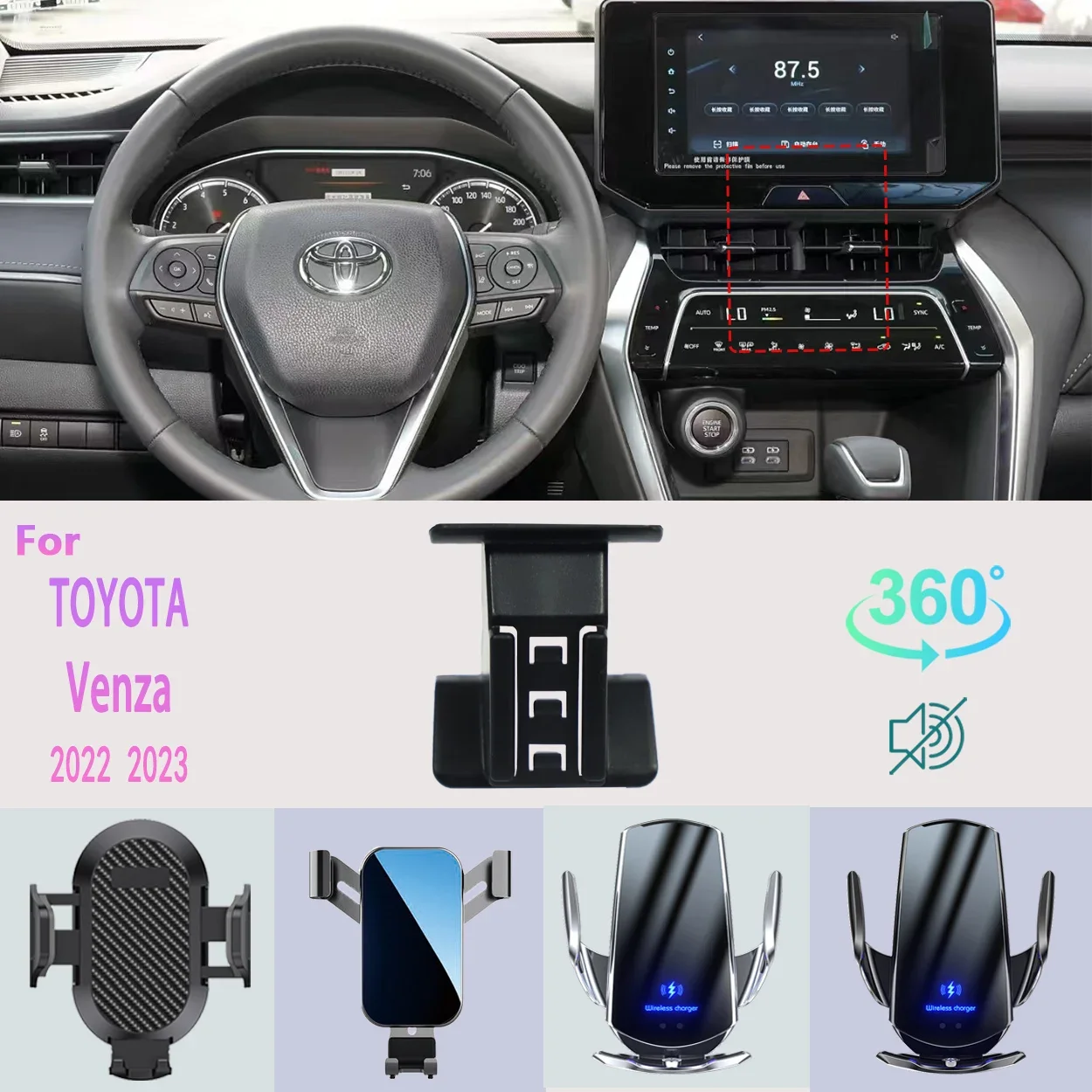 Car Phone Holder For Toyota Venza 2022 2023 Mobile Phone Support Car Mounts Wireless Charging Accessories 360° degrees
Car Phone Holder For Toyota Venza 2022 2023 Mobile Phone Support Car Mounts Wireless Charging Accessories 360° degrees