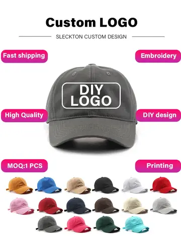 SLECKTON Custom Baseball Cap Fashion DIY Letter Embroidery Hats for Women and Men Cotton Design LOGO Wholesale Unisex Caps