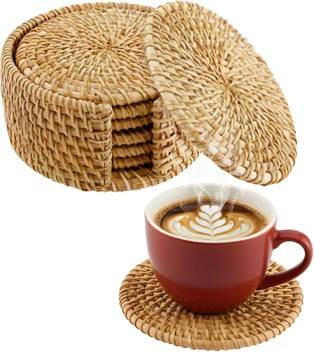 Набор из 6 подставок из ротанга ручной работы с держателем — деревянные подставки для напитков в стиле бохо для декора фермерского дома и праздников
Набор из 6 подставок из ротанга ручной работы с держателем — деревянные подставки для напитков в стиле бохо для декора фермерского дома и праздников