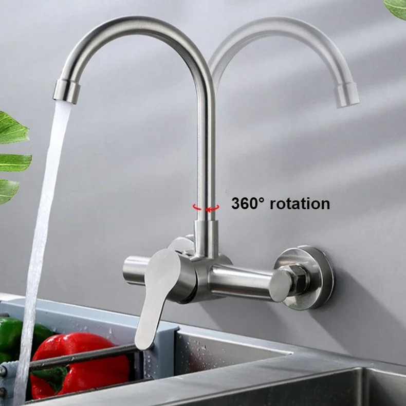 Kitchen Faucet Stainless Steel Bathroom Faucet Double-hole Cold Hot Tap Wall Mounted Basin Sink Nozzle Faucet Universal Swivel
Kitchen Faucet Stainless Steel Bathroom Faucet Double-hole Cold Hot Tap Wall Mounted Basin Sink Nozzle Faucet Universal Swivel