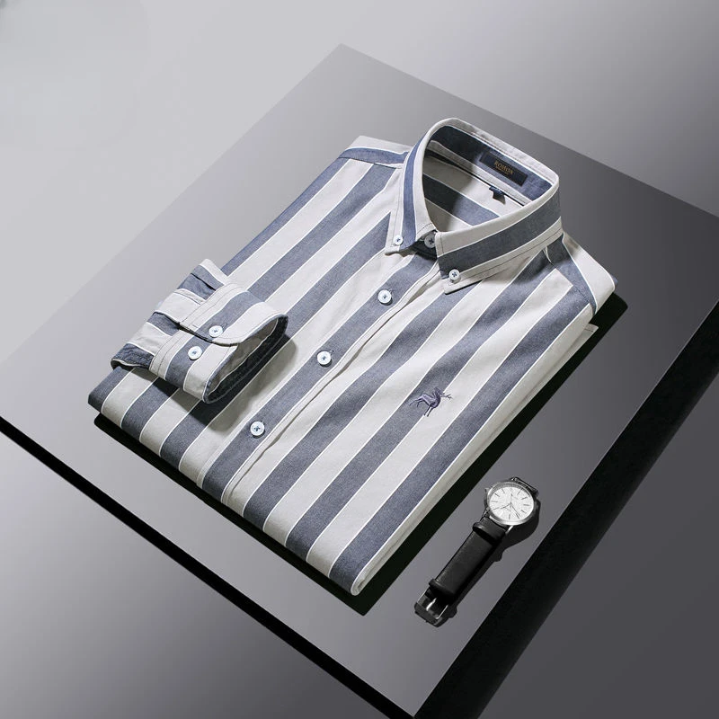 Pure Cotton Oxford Striped Embroidered Long-Sleeved Shirt Spring Autumn Men's Business Leisure Shirt Breathable Plus Size Top
Pure Cotton Oxford Striped Embroidered Long-Sleeved Shirt Spring Autumn Men's Business Leisure Shirt Breathable Plus Size Top