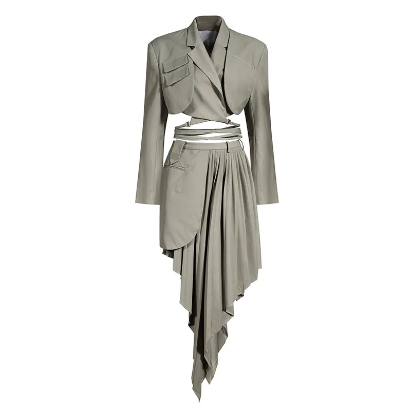 Women's Fashionable Two-Piece Suit Set New Spring Short Asymmetrical Skirt & Waist Hollow Jacket Explosive Street Style
Women's Fashionable Two-Piece Suit Set New Spring Short Asymmetrical Skirt & Waist Hollow Jacket Explosive Street Style