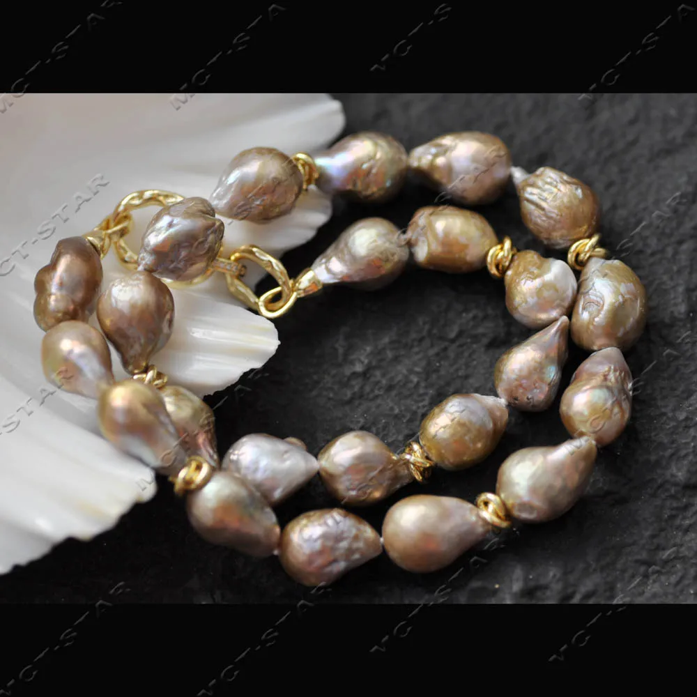 Z14504 19" 18mm Lavender-Golden Baroque Drop Edison KESHI Pearl Necklace
Z14504 19" 18mm Lavender-Golden Baroque Drop Edison KESHI Pearl Necklace