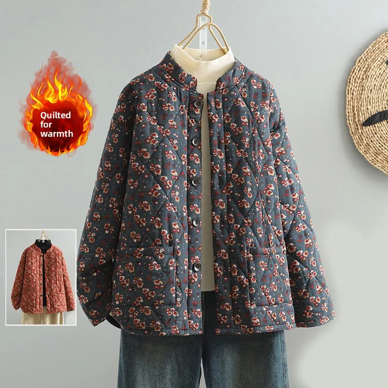 Retro Floral Thiened Cotton Jaet Stand Collar Warm Versatile Winter Coat for Women Large Size Commute Sle Print ket
Retro Floral Thiened Cotton Jaet Stand Collar Warm Versatile Winter Coat for Women Large Size Commute Sle Print ket