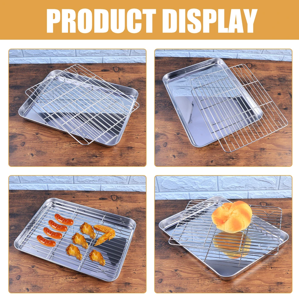 1 set Stainless Steel Sheet With Drain Oil Cooling Rack For Oven Cooking Frying Pan Set Baking Tray Easy Pan
1 set Stainless Steel Sheet With Drain Oil Cooling Rack For Oven Cooking Frying Pan Set Baking Tray Easy Pan